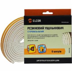 Уплотнитель самоклеящийся E-образный резиновый Elcor TEEW6 6 м белый