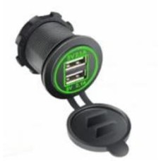 Гнездо USB ЕМТ 5V 2.1A с зеленой подсветкой 1-1082GN