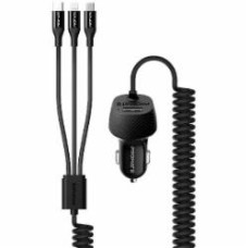 Автомобильное зарядное устройство USB-A порт + Lightning/USB-C/microUSB коннекторы VolTrip-Uni