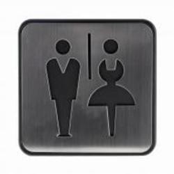 Табличка WC Man & Woman нержавеющая сталь черный с серым 97 мм Arino 67740