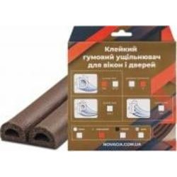 Уплотнитель самоклеящийся D-образный резиновый Новация 9 x 5,5 мм 6 м коричневый