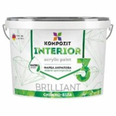 Краска акриловая водоэмульсионная Kompozit INTERIOR 3 глубокий мат белый 14 кг