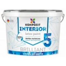 Краска акриловая водоэмульсионная Kompozit INTERIOR 5 глубокий мат белый 14 кг