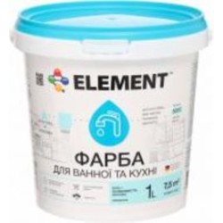 Краска латексная водоэмульсионная Element для ванной комнаты и кухни шелковистый мат белый 1 л