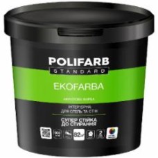 Краска акриловая Polifarb ЭкоФарба мат белый 14 кг