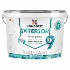 Краска акриловая Kompozit INTERIOR 9 для откосов и влажных помещений мат белый 4,5 л