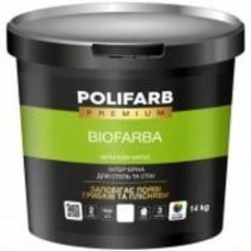 Краска акриловая Polifarb Биофарба мат белый 14 кг
