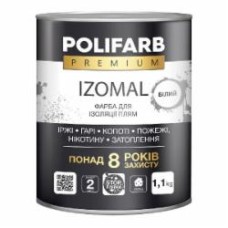 Краска Polifarb для изоляции пятен Изомаль белый мат 1.1 кг