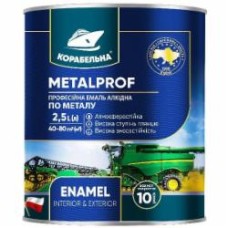 Эмаль алкидная КОРАБЕЛЬНА METALPROF ENAMEL ПФ-133 белый глянец 2,5 л