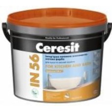 Краска интерьерная латексная акриловая Ceresit IN 56 For Kitchen and Bath База А шелковистый мат белый 10 л