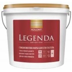 Краска акрилатная водоэмульсионная Kolorit Legenda (база А) глубокий мат белый 9 л