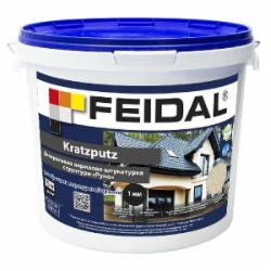Декоративная штукатурка барашек Feidal Kratzputz 1 мм 15 кг /белый