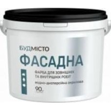 Краска водоэмульсионная акриловая БУДМІСТО фасадная белый 7 кг