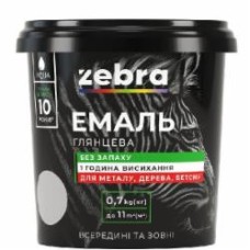Эмаль акриловая универсальная ZeBra RAL 9003 белый глянец 0,7 кг