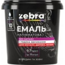 Эмаль акриловая универсальная ZEBRA RAL 9003 белый напівмат 0,7 кг