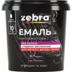 Эмаль акриловая универсальная ZEBRA RAL 9003 белый напівмат 0,7 кг