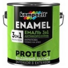 Эмаль Kompozit антикоррозионная 3 в 1 PROTECT RAL5010 синий шелковистый мат 2.7 кг