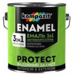 Эмаль Kompozit антикоррозионная 3 в 1 PROTECT RAL5010 синий шелковистый мат 2.7 кг