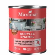 Эмаль Maxima акриловая для дерева и металла белая шелковистый мат 0,75 л