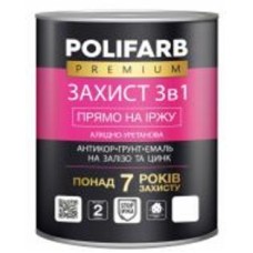 Грунт-эмаль Polifarb Захист 3в1 антикоррозионная графит полуглянец 0,9 кг
