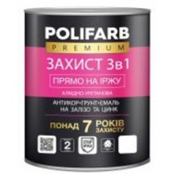 Грунт-эмаль Polifarb Захист 3в1 антикоррозионная графит полуглянец 2,7 кг