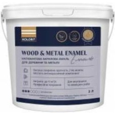 Эмаль акриловая Kolorit для древесины и металла Wood and Metal Enamel база А белый полумат 0,9 л 1,134 кг