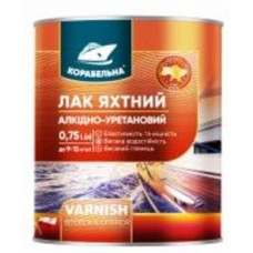Лак яхтный алкидно-уретановый КОРАБЕЛЬНА высокий глянец бесцветный 10 л