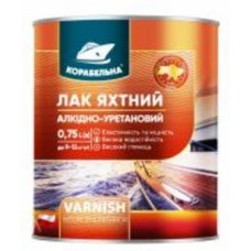 Лак яхтенный алкидно-уретановый КОРАБЕЛЬНА глянец бесцветный 0,75 л