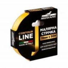 Стрічка малярна Mustang CONTOUR LINE желтая 19 мм x 50 м