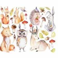 Декоративная наклейка Design stickers Лесные звери 2 листа А3 в наборе 59,4x42 см