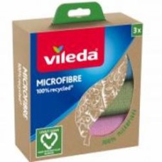 Салфетки из микрофибры Vileda 100% Recycled 30х30 см 3 шт./уп. разноцветные