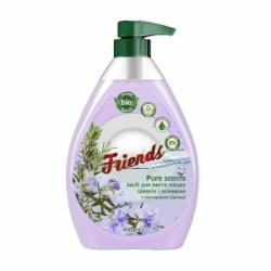 Средство для ручного мытья посуды Friends Pure scents Шалфей и розмарин с дозатором 0,9 л