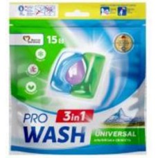 Капсулы для машинной и ручной стирки Pro Wash Альпийская свежесть (doy pack) 15 шт.