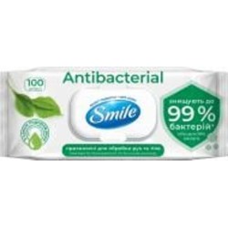 Влажные салфетки Smile Antibacterial с подорожником 100 шт.