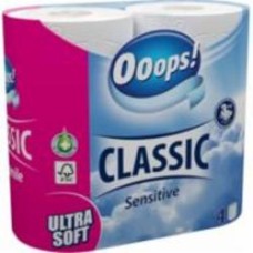 Туалетная бумага Ooops! Ooops! Classic Sensitive тришаровий 4 шт.