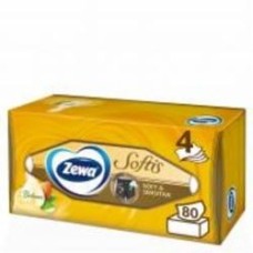 Салфетки гигиенические в коробке Zewa Softis Soft&Sensitive 4 слоя 80 шт.