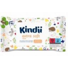 Детские влажные салфетки Kindii Extra Soft Aloe для младенцев и детей,без клапана 60 шт.