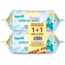 Детские влажные салфетки LAPULLI с клапаном 100+ 100 шт.