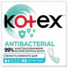 Прокладки ежедневные Kotex Antibacterial 40 шт. Прокладки ежедневные Kotex Antibacterial 40 шт.