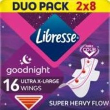 Прокладки гигиенические Libresse Ultra Goodnight Extra Large ночные с крылышками 16 шт. Прокладки гигиенические Libresse Ultra Goodnight Extra Large ночные с крылышками 16 шт.