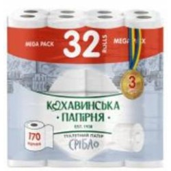 Туалетная бумага Кохавинська папірня Срібло тришаровий 32 шт.