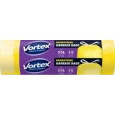 Мешки для мусора с затяжками Vortex HDРЕ 50х60 см желтые крепкие 35 л 15 шт.