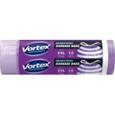 Мешки для мусора с затяжками Vortex HDРЕ фиолетово-белые стандартные 35 л 15 шт.
