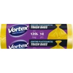 Мешки для бытового мусора Vortex LDPE желтые стандартные 120 л 10 шт.