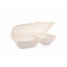 Ланч-бокс одноразовый из кукурузного крахмала двосекционный GREEN PACK 1000 мл 100 шт.