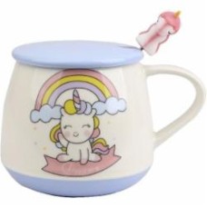 Чашка с ложкой Fiora Pony Blue 450 мл