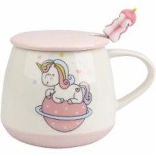 Чашка с ложкой Fiora Pony Pink 450 мл