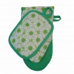 Набор кухонный Прихватка и рукавичка Ромашки на зеленом 20xПрованс Набор кухонный Прихватка и рукавичка Ромашки на зеленом 20xПрованс