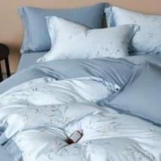 Комплект постельного белья ORCHID BLUE евро светло-голубой с принтом Homeline