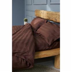 Комплект постельного белья Premium двуспальный евро полоска 2,5 см коричневый IDEAL TEXTILE